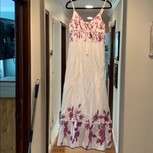 White and purple maxi dress